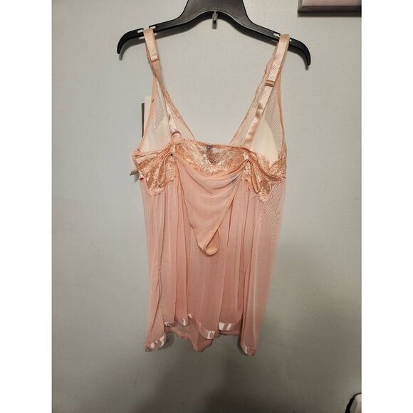 NwT Daisy Fuentes Size 1x Pink Lace BabyDoll Chemise Slip Nightie - Picture 4 of 4